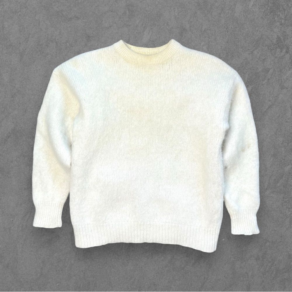 Vtg 70s Tidi Cream Mohair Fuzzy Sweater, Soft Long Hair, Mom Grandma S 60s